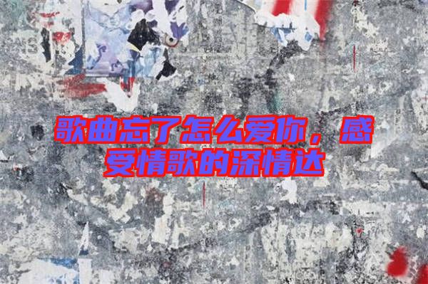 歌曲忘了怎么愛(ài)你，感受情歌的深情達(dá)