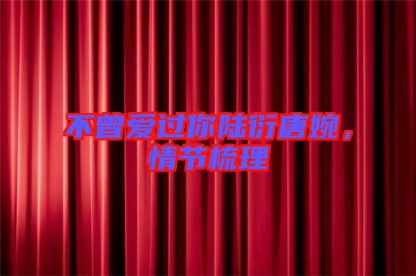 不曾愛(ài)過(guò)你陸衍唐婉，情節(jié)梳理