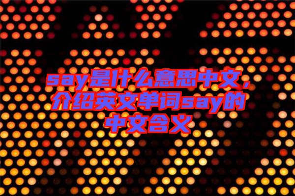 say是什么意思中文，介紹英文單詞say的中文含義