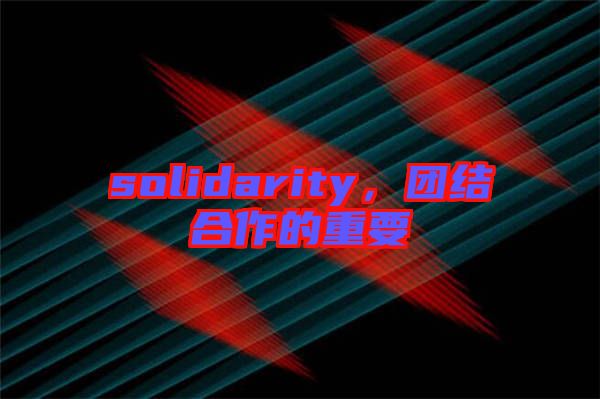 solidarity，團結合作的重要