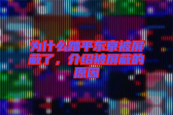 為什么踏平東京被屏蔽了，介紹被屏蔽的原因