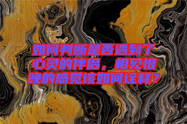 如何判斷是否遇到了心靈的伴侶，相見(jiàn)恨晚的感覺(jué)該如何詮釋？