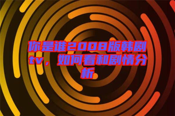 你是誰2008版韓劇tv，如何看和劇情分析