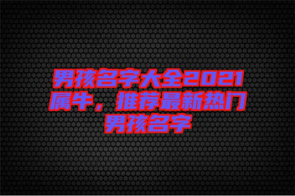 男孩名字大全2021屬牛，推薦最新熱門男孩名字