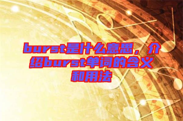 burst是什么意思，介紹burst單詞的含義和用法