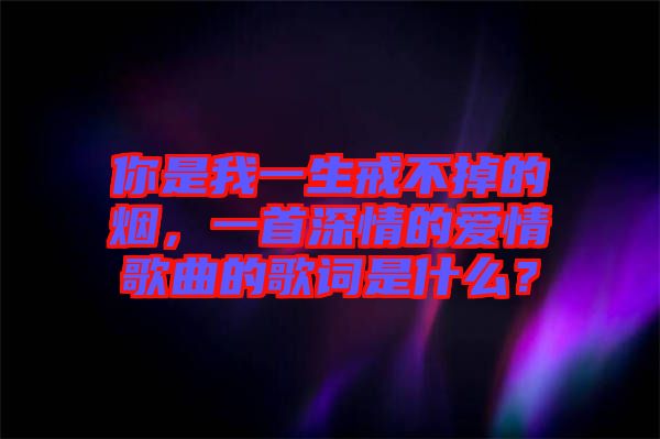 你是我一生戒不掉的煙，一首深情的愛(ài)情歌曲的歌詞是什么？