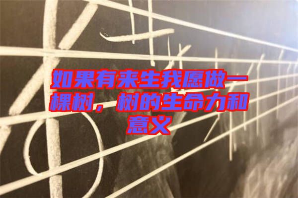 如果有來生我愿做一棵樹，樹的生命力和意義