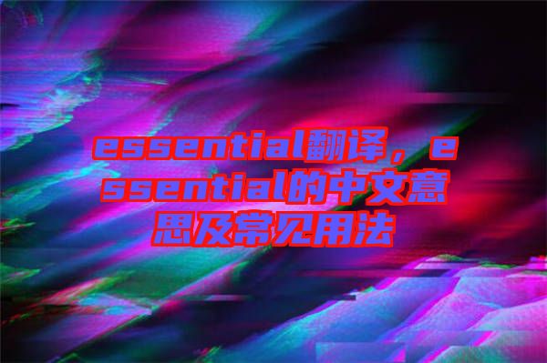 essential翻譯，essential的中文意思及常見用法