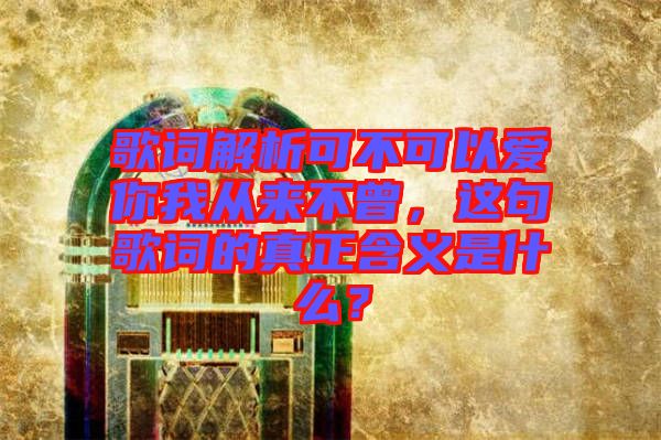 歌詞解析可不可以愛你我從來不曾，這句歌詞的真正含義是什么？