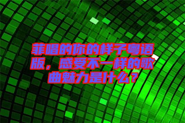 菲唱的你的樣子粵語版，感受不一樣的歌曲魅力是什么？