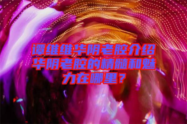譚維維華陰老腔介紹華陰老腔的精髓和魅力在哪里？