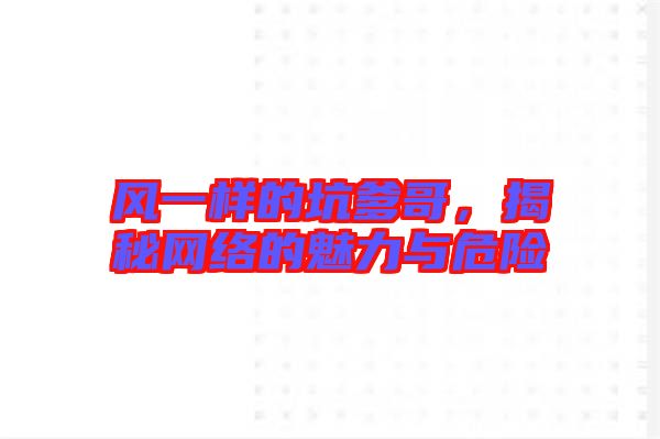 風(fēng)一樣的坑爹哥，揭秘網(wǎng)絡(luò)的魅力與危險(xiǎn)