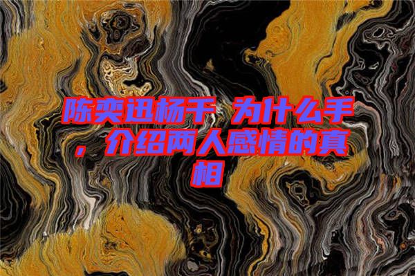 陳奕迅楊千嬅為什么手，介紹兩人感情的真相
