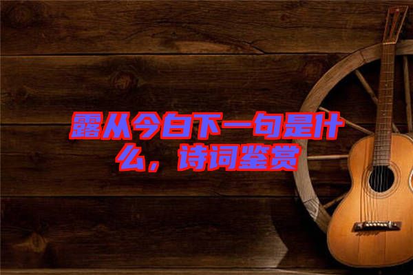 露從今白下一句是什么，詩詞鑒賞