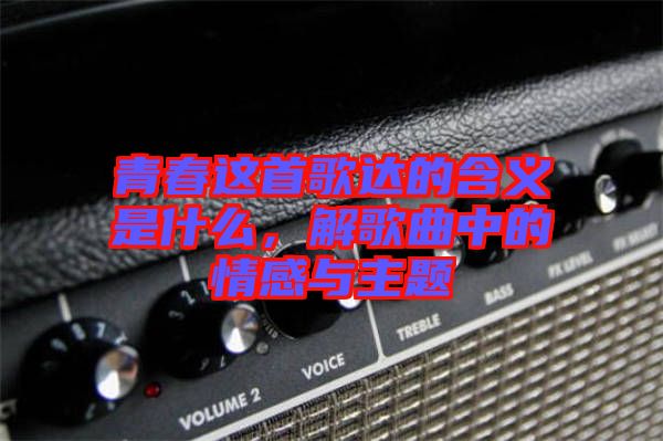 青春這首歌達(dá)的含義是什么，解歌曲中的情感與主題
